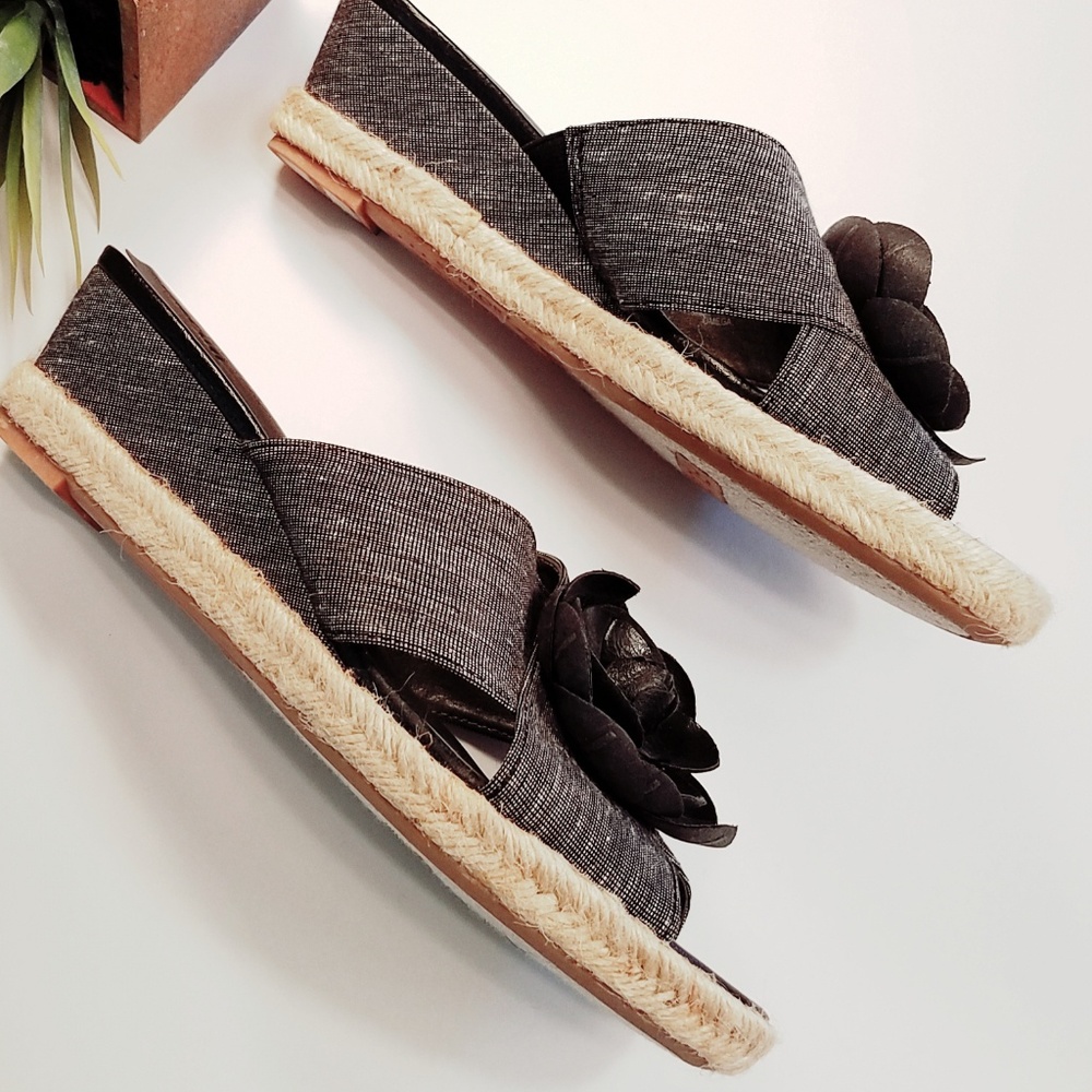 Comfy espadrille-y sandals boho flower wedge 7.5W - Picture 2 of 7